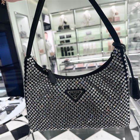 prada glitzer tasche silber